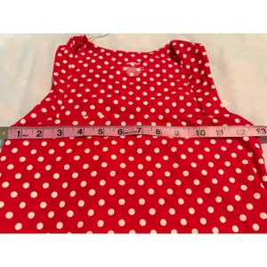 QINSEN Womens Red White Polka Dot Tank Top Scoop Neck Stretch XS thumbnail 3