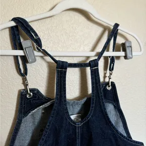 American Vintage Vintage 90s Anchor Blue Denim Short Overall Sz‎ Large Dark Wash Shortall thumbnail 7