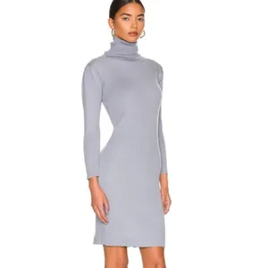 ELLIATT Victoria Knit Dress‎ Ribbed Turtleneck Midi Greay Womens Size S thumbnail 2