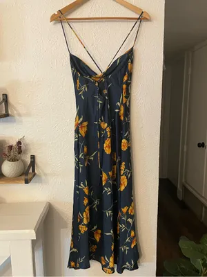 NWOT ASTR Gaia Strappy Bias Cut Satin Midi Floral Slip Dress Print XS thumbnail 3