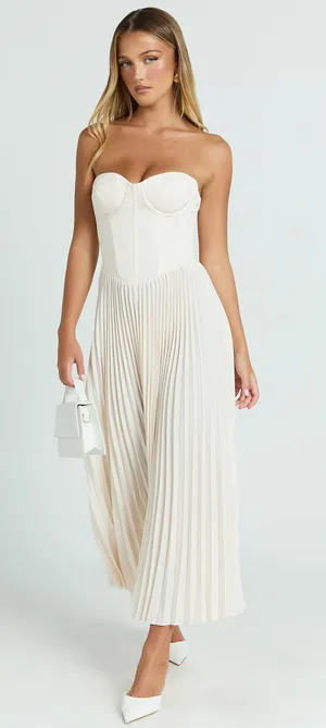 New Showpo Loretta Midi Dress Lace Up Bustier Pleated Dress Size 14 MSRP $129 thumbnail 1