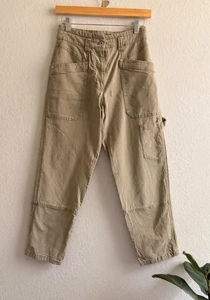 maeve anthropologie Turner Utility Carpenter pants Size 26 Cream Color thumbnail 1