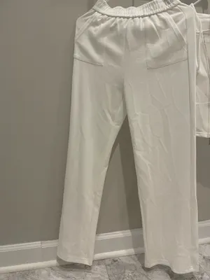 Women's White Two-Piece Lounge Pants & Zip Hoodie Set thumbnail 2