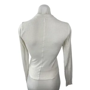 Free People Intimately Women's White Waffle Knit Long Sleeve Henley T Shrt Top S thumbnail 4