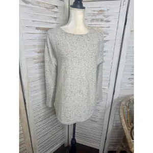 CHARTER CLUB LUXURY CASHMERE Womens M 100% Cashmere Sweater Beige Speckled Black thumbnail 4