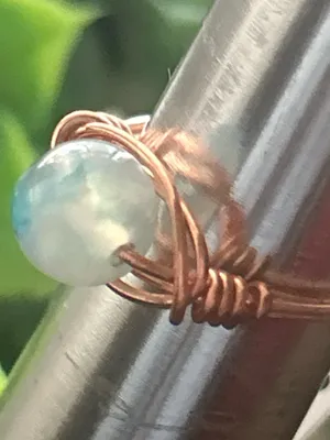 Handmade 💍 Handcrafted dyed blue agate copper wire wrapped crystal ring size 6.5 thumbnail 3