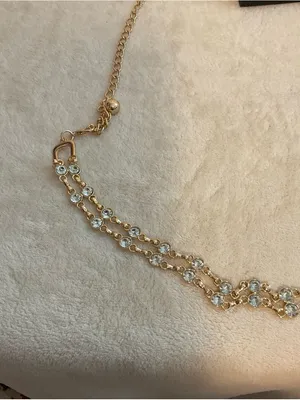 Gold Crystal Double-Row Necklace Chain - Women Jewelry thumbnail 2