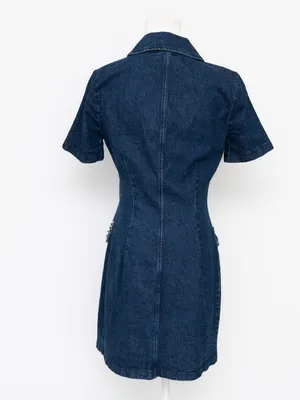 Avec Les Filles - Collared Button-Front Mini Denim‎ Dress thumbnail 3