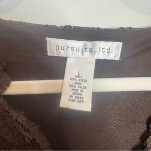 Vintage Y2K Chocolate Brown Lace Babydoll Blouse Large Romantic Whimsigoth Fairy thumbnail 3