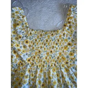 Old Navy Floral Peplum Blouse M Yellow Ditsy Cottagecore Puff Sleeve thumbnail 9