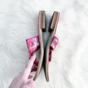 Jack Rogers Kyra Pink Madras Plaid Leather Sandals Preppy Resortcore Coastal thumbnail 4
