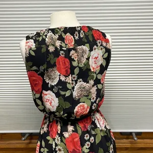Disney Beauty And The Beast Black Red Rose Floral Sleeveless Maxi Dress Size S thumbnail 8