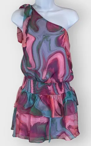 Amanda Uprichard Womens McKinley Mini Dress | XS | Mystic Print | One Shoulder thumbnail 1