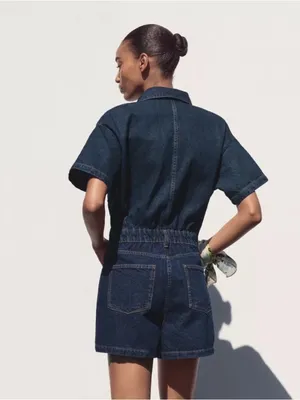 Zara Dark Blue Denim Romper thumbnail 4