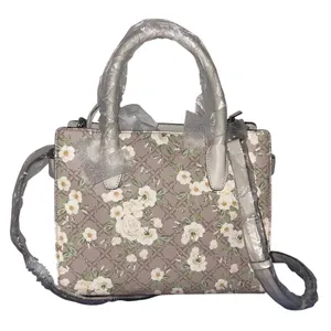 NWT Nine West Limited Edition Bettina Peony Logo Floral Tote Bag White Taupe thumbnail 2