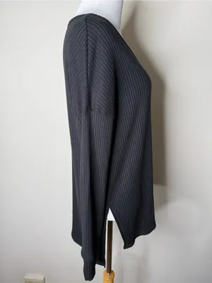 American Eagle Black Ribbed Oversized Long Sleeve Tee thumbnail 3