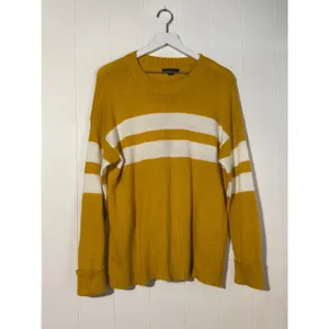 American Eagle Sweater Mustard Striped Wool Blend Medium Soft Knit thumbnail 2