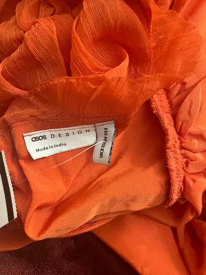 ASOS NWT DESIGN halter neck key hole detail tiered maxi dress in orange thumbnail 8