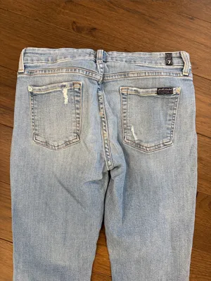 7 For All Mankind Light Blue Distressed Skinny Jeans w/ Glitter Size 30 - C8-064 thumbnail 9