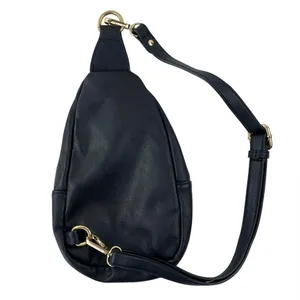 Anthropologie Mali + Lili Gwen Black Faux Leather Vegan Sherpa Sling Bag Handbag thumbnail 2