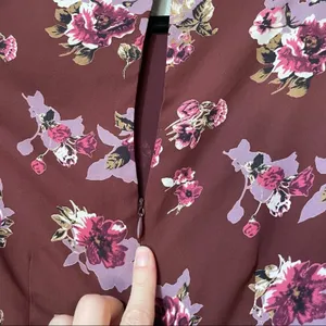 ASTR The Label Maroon Floral Wrap Front Mini Dress Womens XS Fall Boho Ruched thumbnail 12