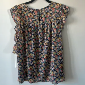 Loft medium floral smocked flutter sleeve top thumbnail 2