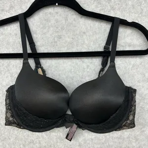 Victorias Secret Bra 36C Padded Demi Underwire Black/Nude Lace Glamour Sexy thumbnail 1