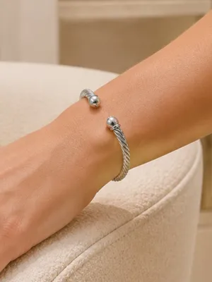 Silver Cable Twist Cuff Bracelet Open Bangle Polished NWT thumbnail 3