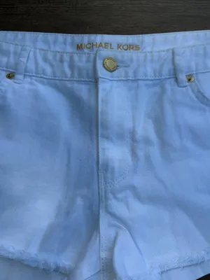 MICHAEL Michael Kors White Denim Cutoff Shorts Sz 8‎ Raw Hem Summer Short Shorts thumbnail 2