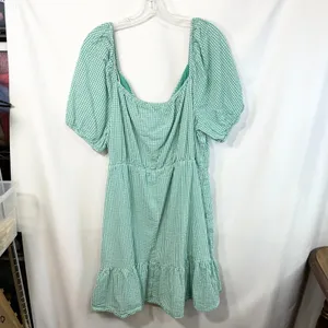 Draper James XXL Dress‎ Green Gingham Surplice Cotton Puff Sleeve Tiered 1827 thumbnail 4