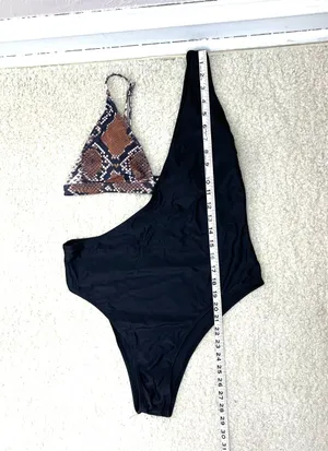 Swimsuit Black & Snakeskin One Piece With Cutout thumbnail 3