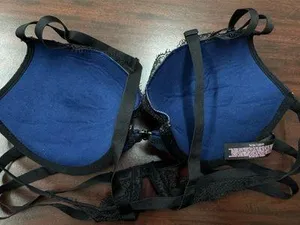 Victoria’s Secret Front Closure Push Up Bra Blue with Black Lace Size 36B thumbnail 4