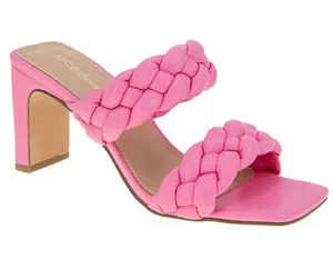BCBGeneration Pink “Finaa” Slide Chunky Braided Woven Strap Heel Sandal Size 7 thumbnail 15