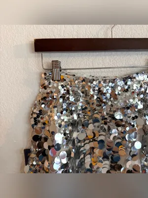 Free People Womens Skirt Silver Can't Get Enough Sequin Asymmetrical Size 0 thumbnail 4