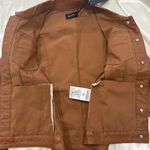 NWT Driftwood Gigi Puff Sleeve Faux Leather Jacket Small Brown Moto Fall Chic thumbnail 9