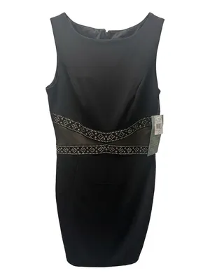 Black Melrose Sleeveless Mini Dress with Decorative Waistband thumbnail 2