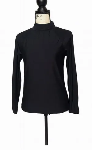 Black Active Fitted Long Sleeve Top | Size L | High Collar Layering Shirt thumbnail 1