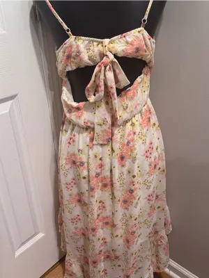 AS U WISH Floral Sundress Large Cottagecore Tie Back Cutout Midi Dress thumbnail 4