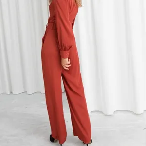 & Other Stories Flare Leg Lightweight Jumpsuit Outing Rust Red Sz 2‎ thumbnail 3