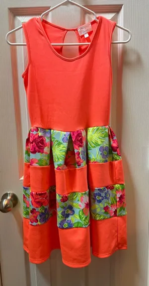 Nation Grace Coral Sleeveless Floral Panel Dress size s thumbnail 1