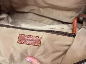 Dooney & Bourke Red Tote bag purse Brown Leather Trim Strap Classic thumbnail 8