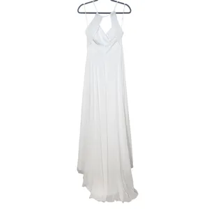 Lulus White Chiffon Wedding Dress with Faux Wrap Style NWT Size Medium thumbnail 4