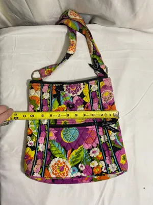 Vera Bradley Floral Quilted Crossbody Shoulder Bag Pink Purple Multicolor Zip thumbnail 2