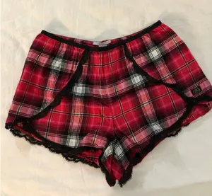 Victoria’s Secret plaid flannel pajama sleep shorts with lace detail Size Small thumbnail 1