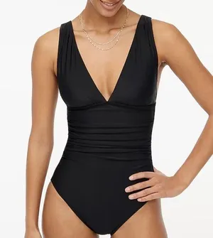 J.Crew Black V-neck ruched one-piece swimsuit Size XXS thumbnail 1