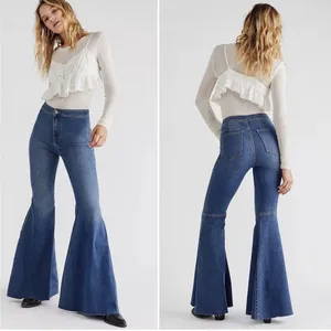 WE THE FREE Women's Just Float On Flare Jeans 27 High Rise Raw Hem Boho Festival thumbnail 2