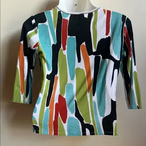Jess and Jane Abstract Multicolor V-Neck Women's Blouse thumbnail 3