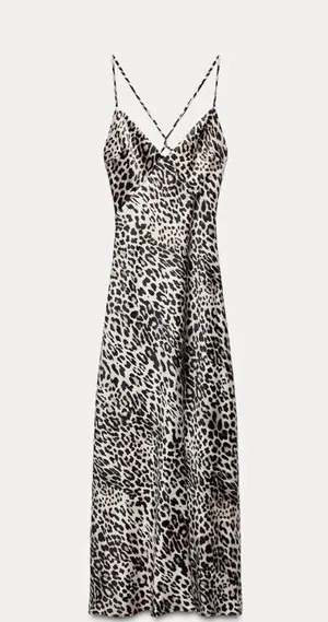 Zara maxi dress cheetah leopard animal print slip satin evening party cocktail thumbnail 11
