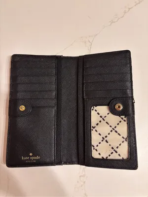 Kate Spade Black Wallet 4” x 7” cardholder, pockets. Coin holder/ ID window thumbnail 4
