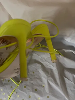 Jennifer Lopez Neon Yellow Lace-Up Stiletto Heels thumbnail 8